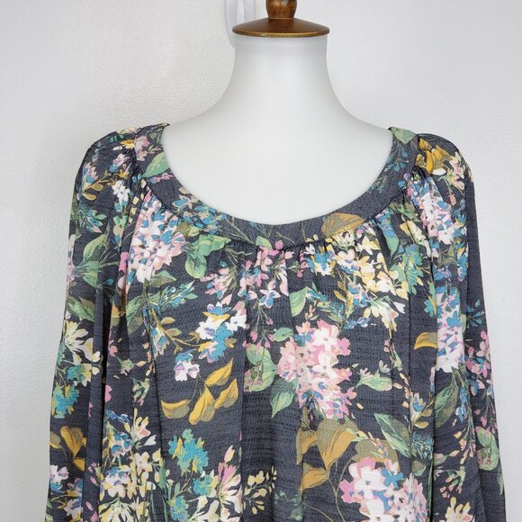 LC Lauren Conrad Watercolor Floral Feminine Peasant Pullover Top Blouse Size S - Picture 2 of 13